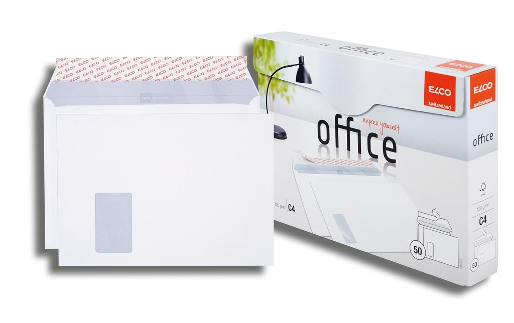 ELCO Enveloppe Office Box C4 avec fenêtre à gauche, 50 pièces