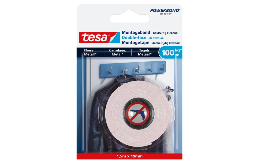 tesa 1.5 m x 19 mm pour carrelage + métal
