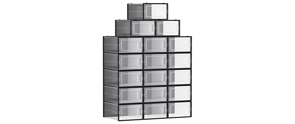 Songmics Armoire à chaussures empilable Set de 18, Noir