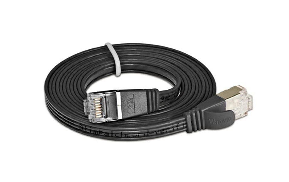 SLIM Câble patch slim RJ-45 - RJ-45, Cat 6, STP, 0.25 m, Noir