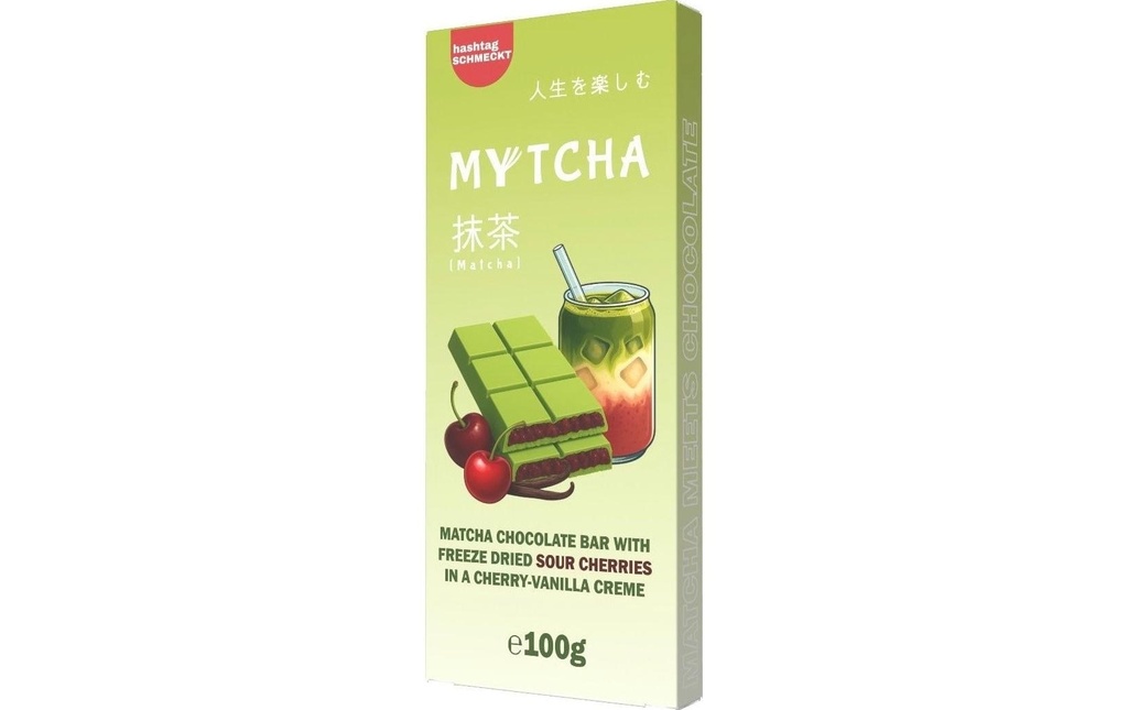 hashtag SCHMECKT Chocolat au matcha Mytcha Cerise-Vanille, 100 g