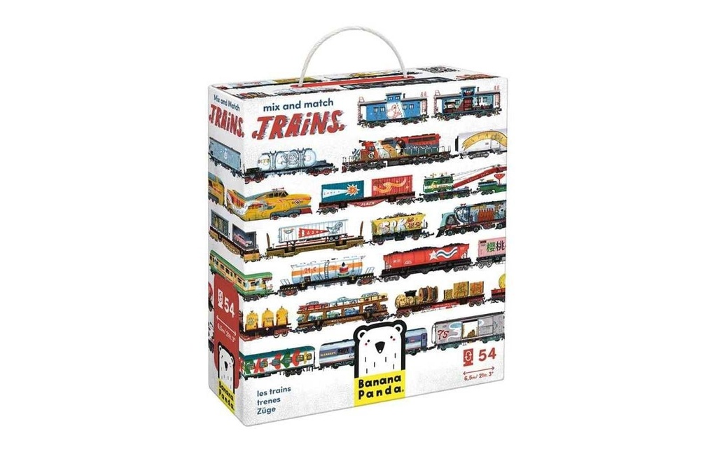 Banana Panda Puzzle Trains Mix and Match Carton 54 pièces double face