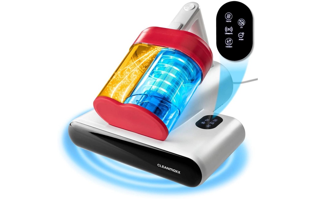 CLEANmaxx Aspirateur à main pour acariens 400W, blanc/rouge + prise CH