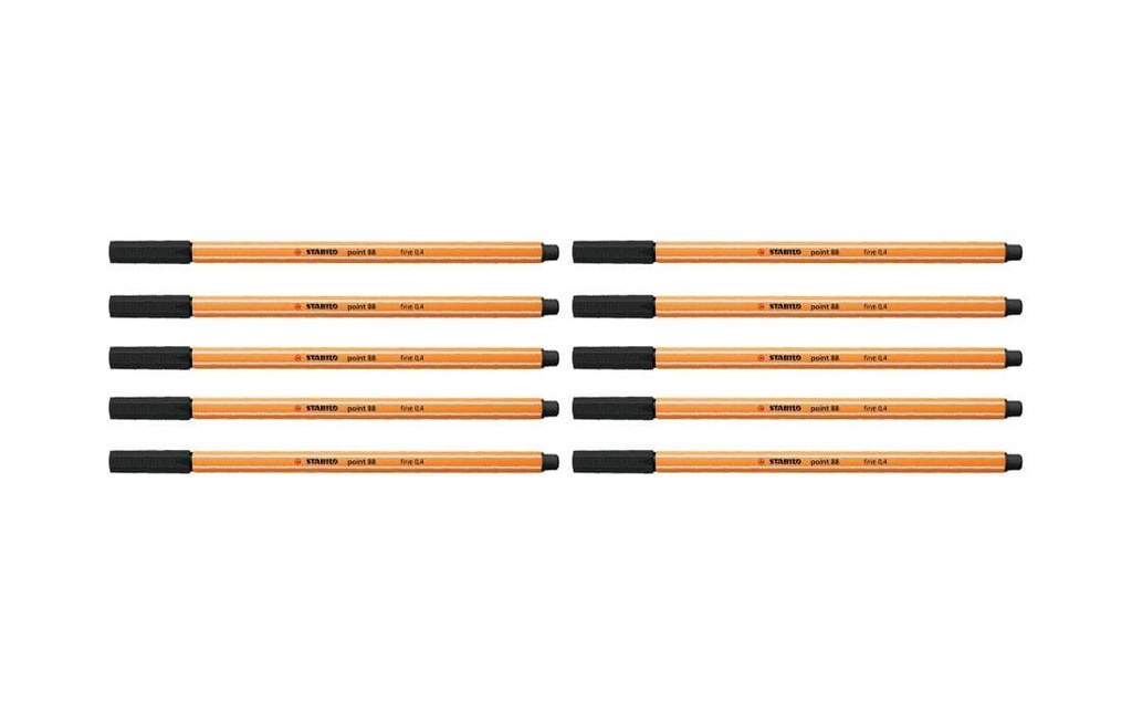 STABILO Fineliner point 88 10 pièces, Noir