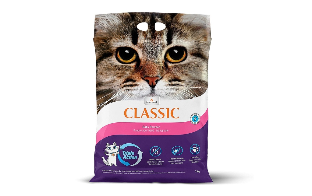 Intersand Litière pour chat Classic au parfum de poudre de bébé 14 kg