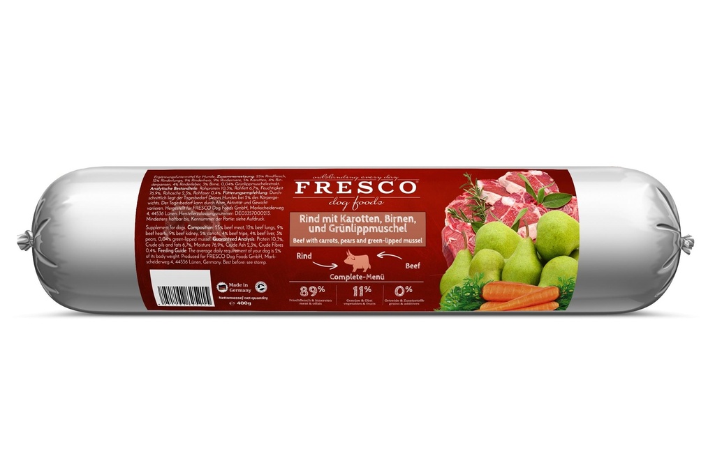 FRESCO Alimentation humide Bœuf BARF avec carottes, 400 g