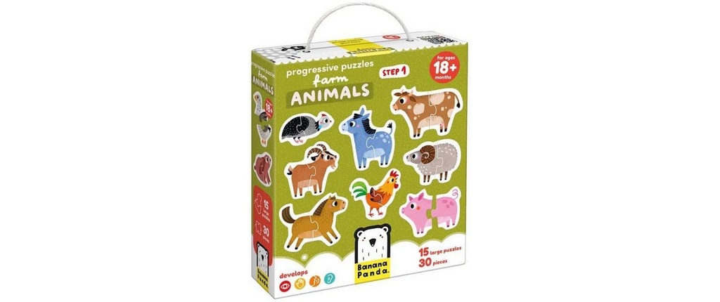 BANANA PANDA Puzzle Progressive Farm Anim. (30 pces)