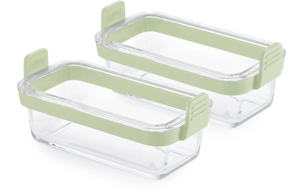 Lékué Accessoires de cuisson Récipient en verre pour Air Fryer Rectangulaire, 2 pièces