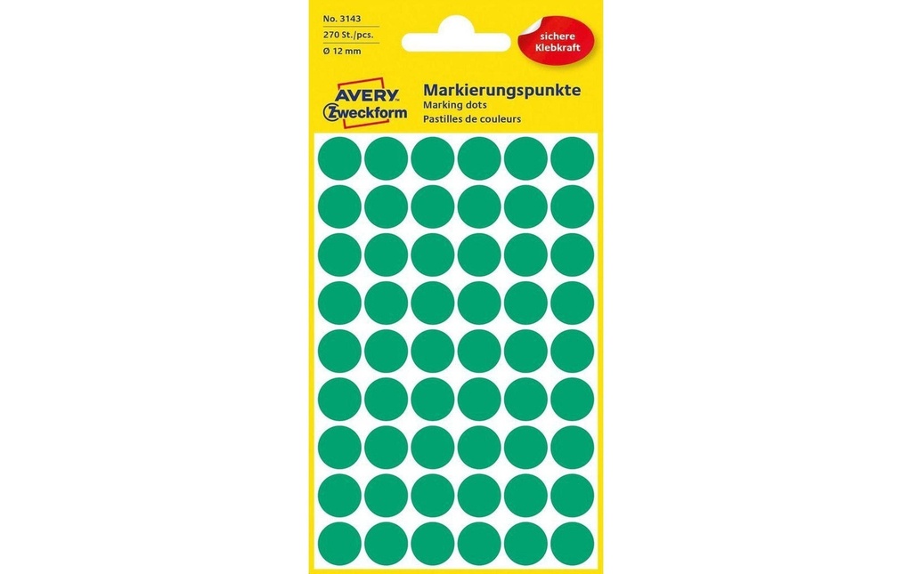 Avery Zweckform Pastilles adhésives 12 mm verdoyant