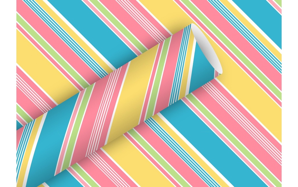 Braun + Company Papier cadeau Chicago 2 m x 70 cm, Bleu/Rose