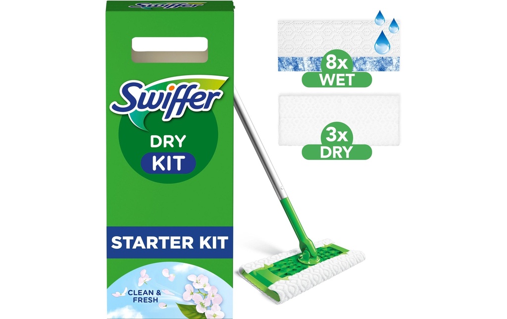 Swiffer Balai à laver Kit de démarrage 12 pièces, vert