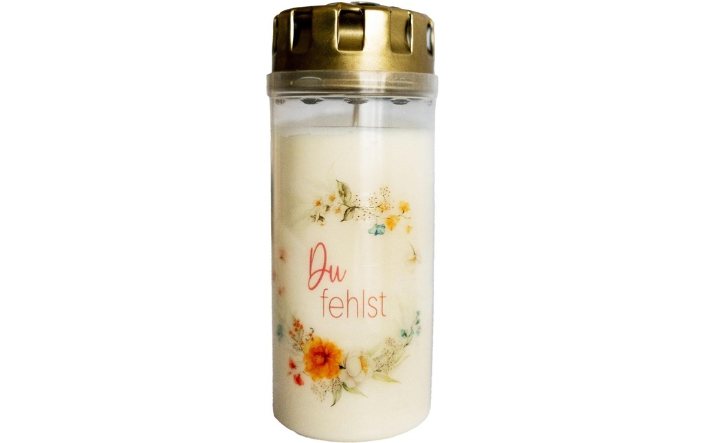 Herzog Kerzen AG Bougie funéraire Tu nous manques 6 x 15 cm, Bblanc