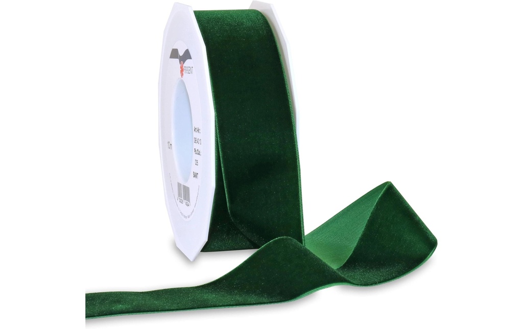Pattberg Ruban cadeau Velours 40 mm x 10 m, Vert foncé