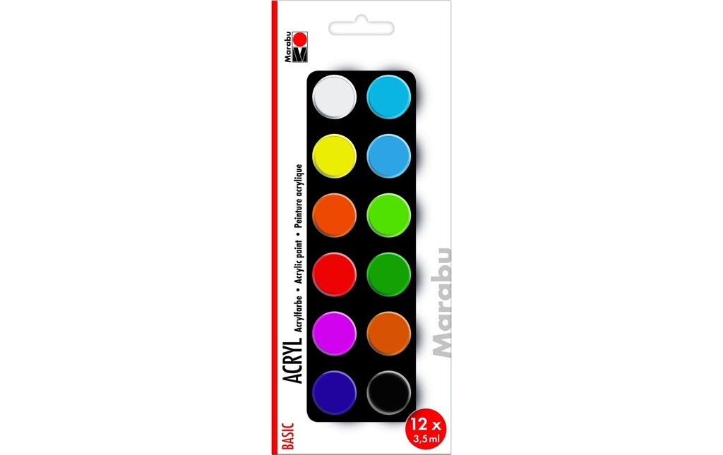 Marabu Peinture acrylique Set Basic 12 x 3.5 ml