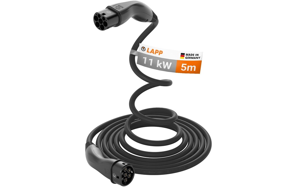 Lapp Câble de chargement Helix pour voiture électrique de type 2, 11 kW, 5 m, noir