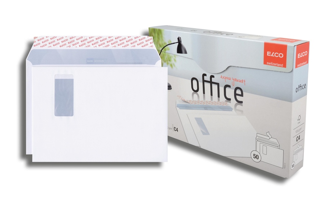 ELCO Enveloppe Office Box C4 avec fenêtre à droite, 50 pièces