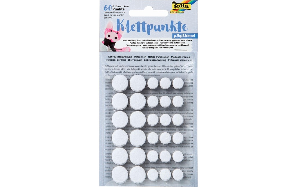 FOLIA Pastill.velcro Ø10+15mm no/bla (60 pces)