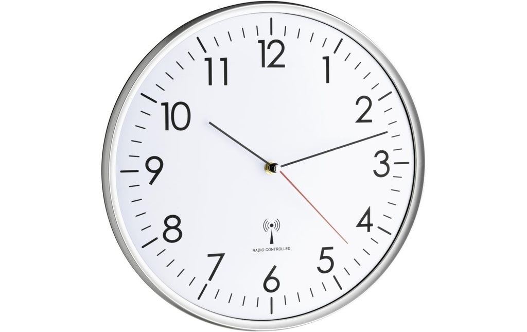 TFA Dostmann Horloge murale radio Argenté, Ø 33 cm