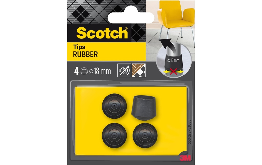 Scotch Échelle de pieds de chaise Ø 18 mm, Noir, pack de 4