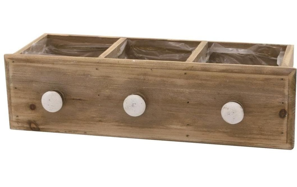 CHALET Caisse de rangement avec insert 32 x 10 x 9 cm, Brun