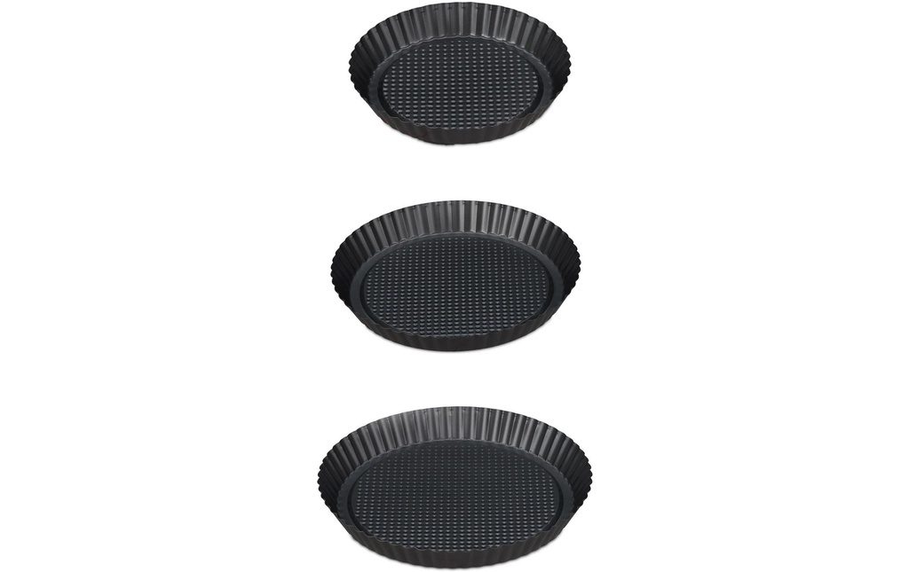 relaxdays Moule à tarte 21 cm/26 cm/28 cm, Anthracite