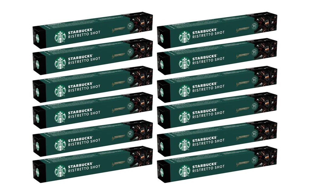 Starbucks Capsules de café Ristretto Shot Nespresso Dark Roast 12 x 10