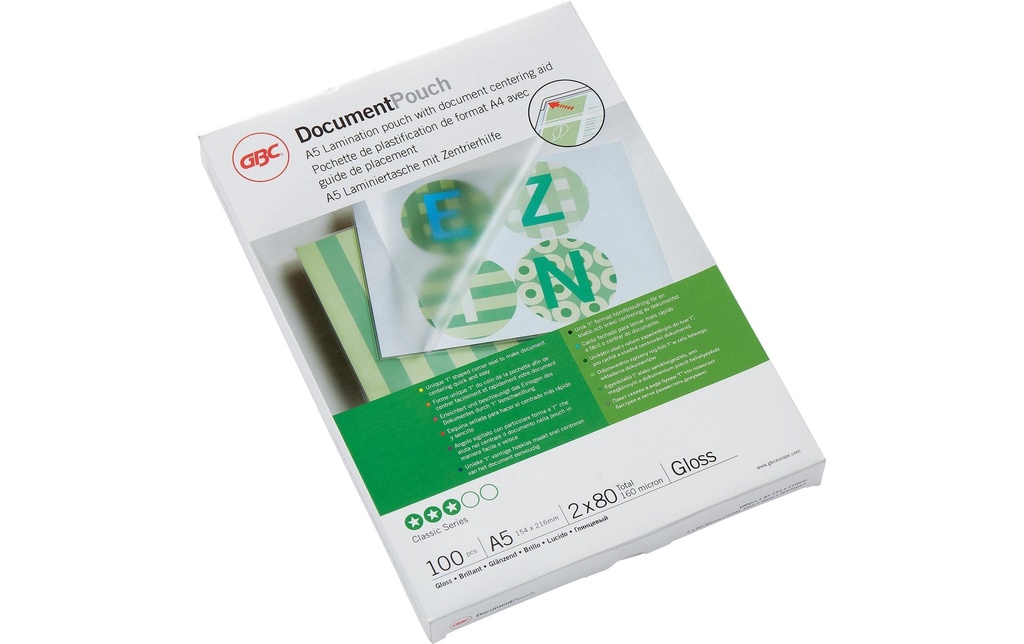 GBC Film laminé Premium A5, 80 µm, brillant, 100 pièces