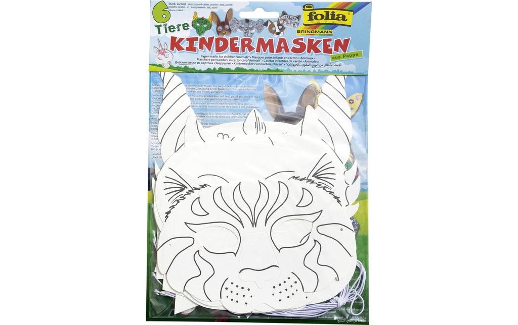 Folia Kits de bricolage Masque enfant assorti, 6 pièces