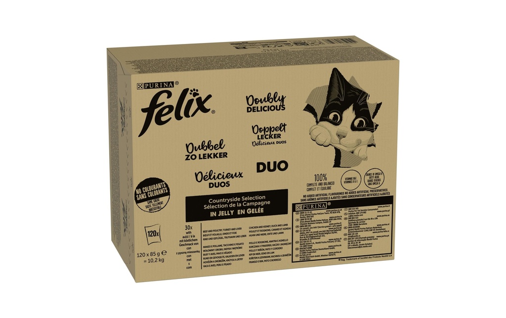 Felix Alimentation humide AGAIL La viande doublement savoureuse, 120 x 85 g