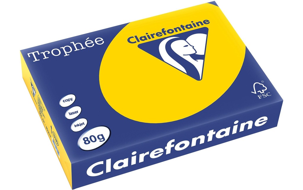 Clairefontaine Papier pour photocopie Trophée A4, 80 g/m², jaune doré, 500 feuilles