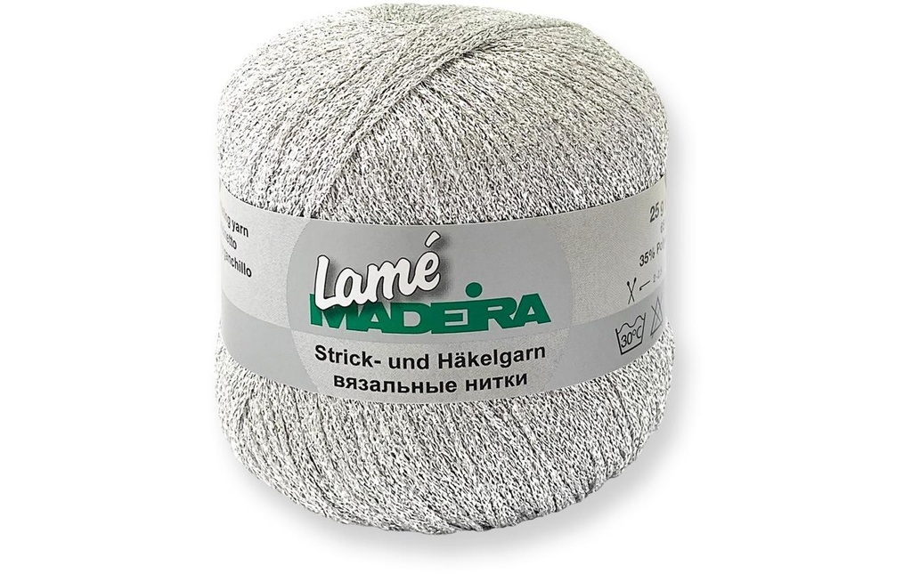 Madeira Fil à crochet et à tricoter Lamé 25 g, 175 m, Argenté