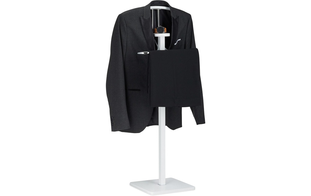 relaxdays Porte-manteau avec tablette 109.5 x 47 x 30 cm, blanc