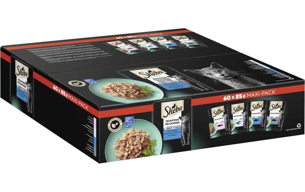 Sheba Alimentation humide Délicatesse Gelée de poisson Variation, 60 x 85g