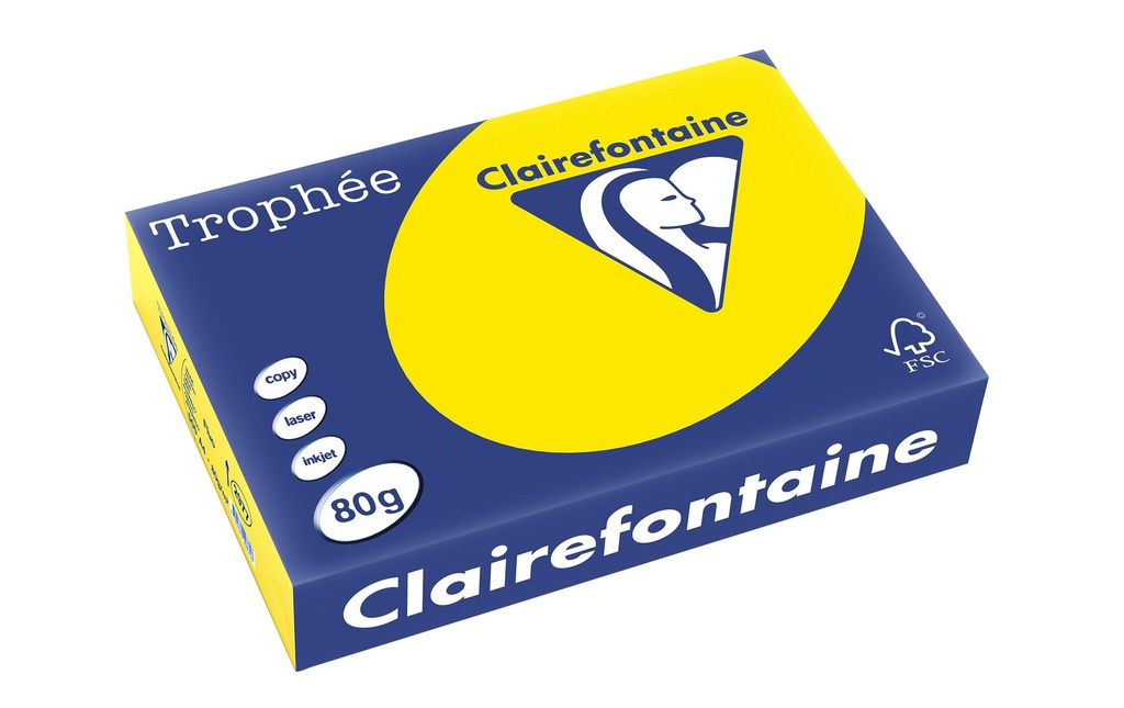 Clairefontaine Papier pour photocopie Trophée A3, 80 g/m², jaune fluo, 500 feuilles