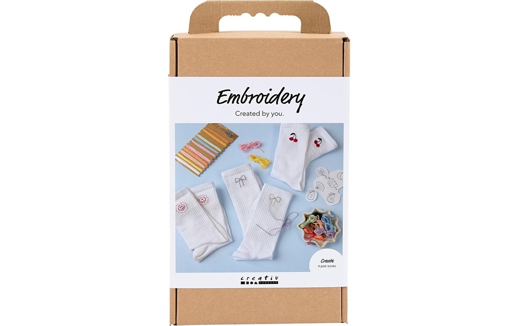 Creativ Company Kits de bricolage - broderie, chaussettes, blanc