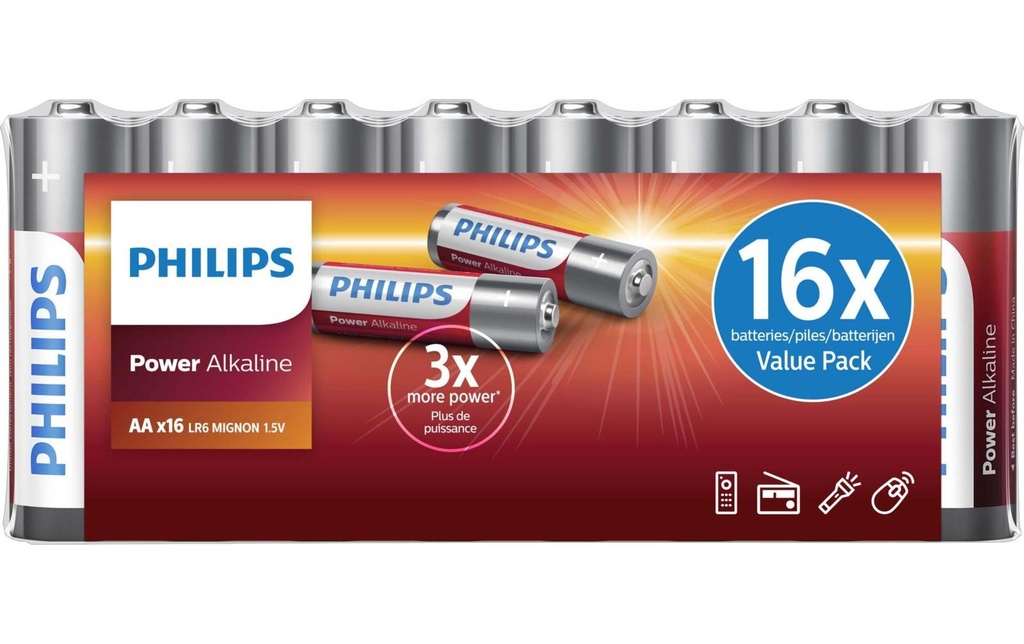 Philips Pile Power Alkaline AA , 16 Pièce/s