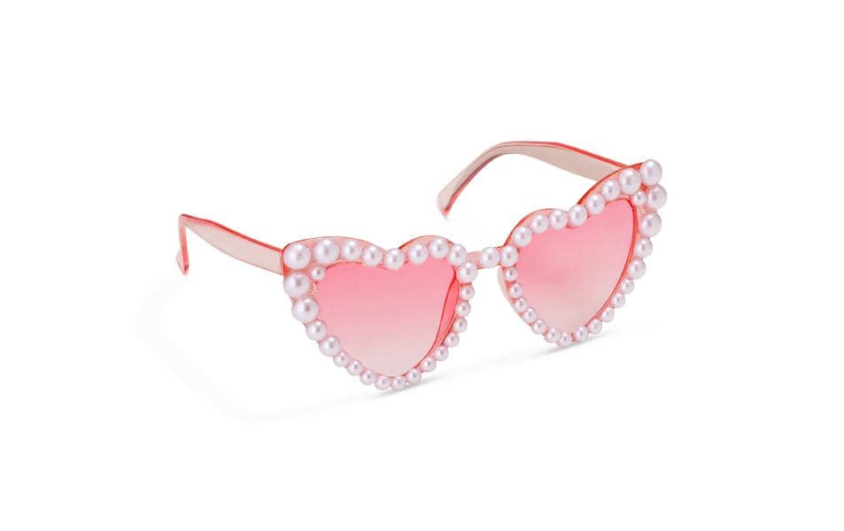 Partydeco Lunettes de fête cœur, 13.5 x 5 x 13 cm, rose