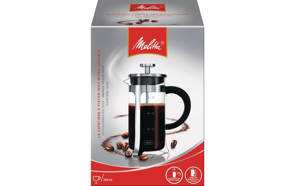 Melitta Cafetière Inox Verre 0.35 l, Argenté