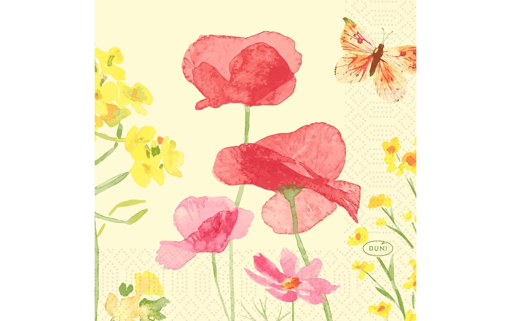 Duni Serviettes en papier Poppy Field 24 cm x 24 cm, 50 Pièce/s