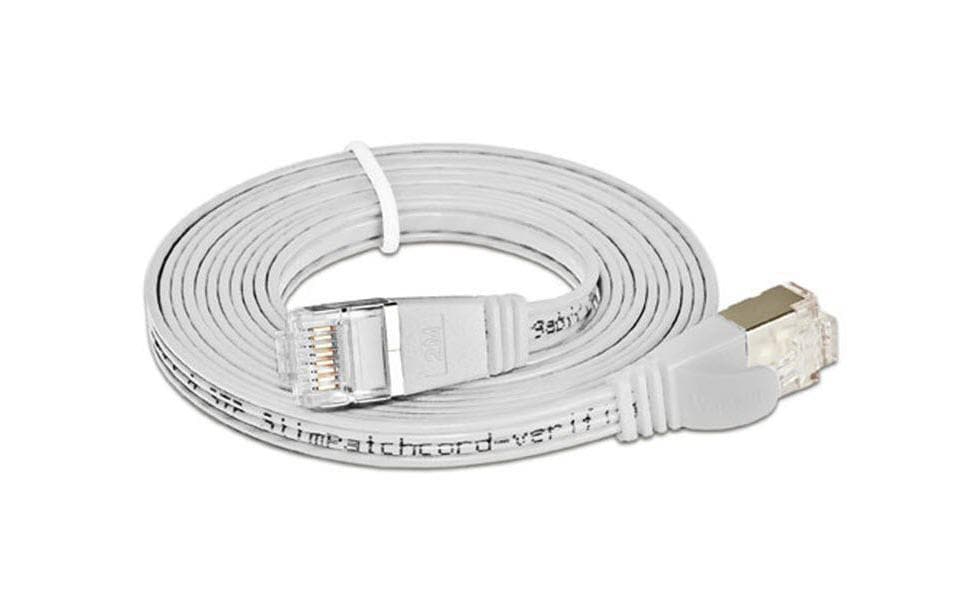 SLIM Câble patch slim RJ-45 - RJ-45, Cat 6, STP, 1 m, Blanc