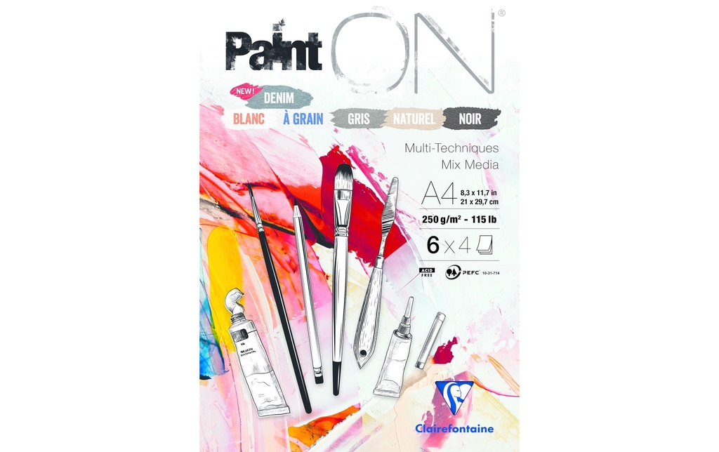 Clairefontaine Carnet de dessin Paint On 24 feuilles, A4, 250 g/m²