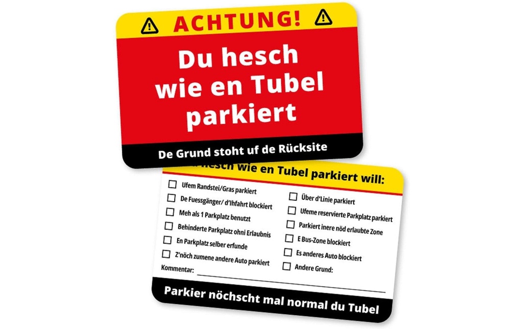 Swissmeme Articles de farces et attrapes Cartes de stationnement Tubel, 10 pièces