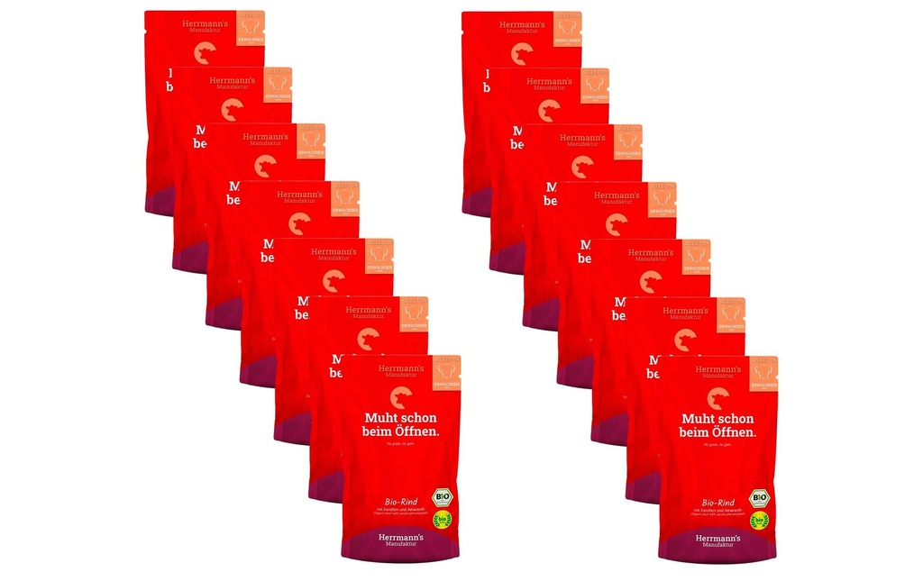 Herrmann's Alimentation humide Bœuf bio aux carottes et à l'amarante 14 x 150 g