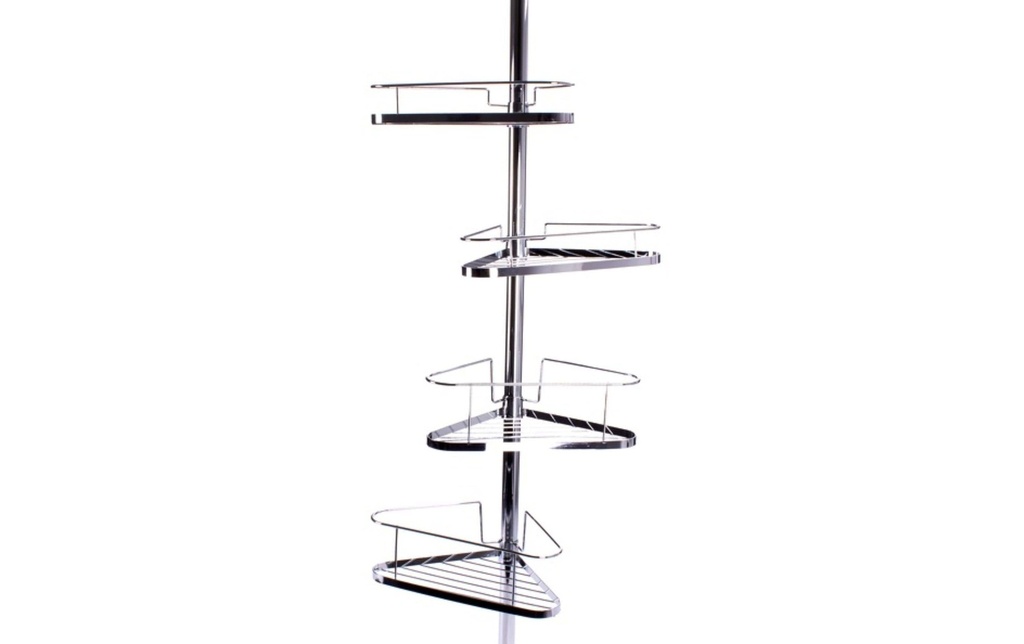 MSV Supports pour produit de douche Perche télescopique 145-250 cm, 4 paniers, Argenté