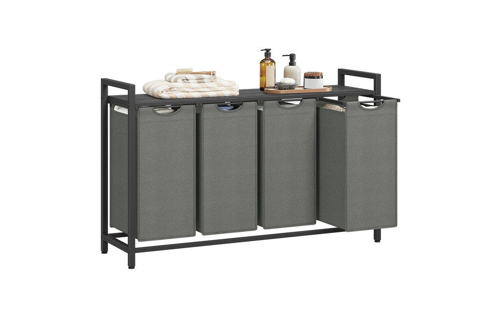 VASAGLE Corbeille à linge avec tablette 4 x 40 l, Gris/Noir