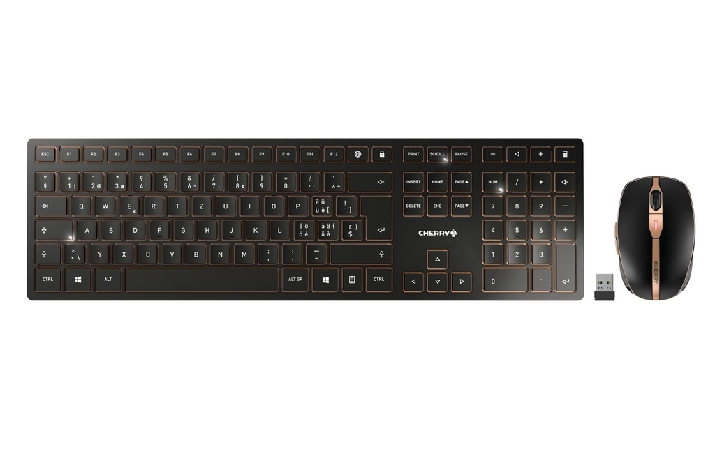 Cherry Ensemble clavier-souris DW 9100 Slim Noir / Bronze