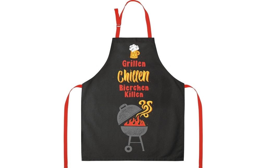 Sheepworld Tablier de cuisine Grillen, Chillen, Bierchen killen Noir