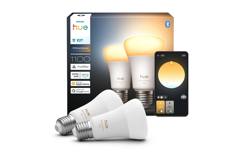 Philips Hue Ampoules White Ambiance E27 pack double 2 x 1100 lm