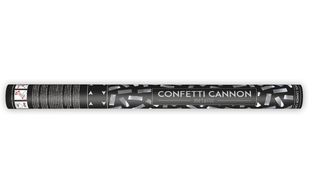 Partydeco Canon à confettis argent, 60 cm