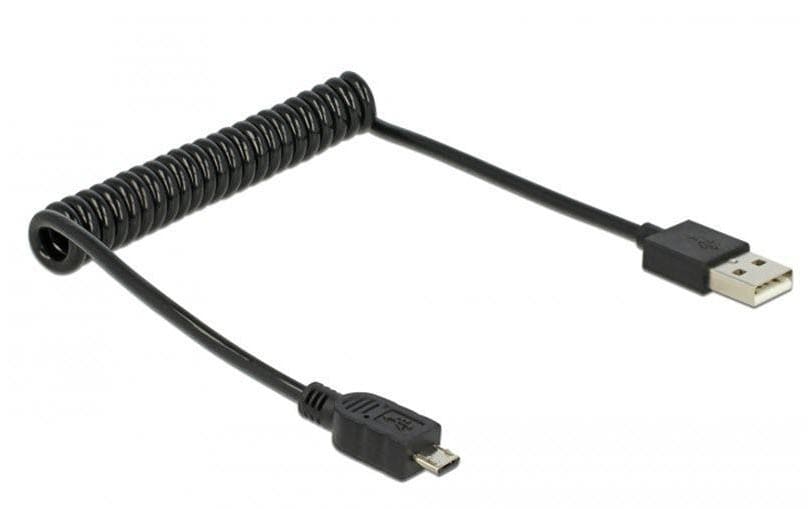 Delock Câble spiralé USB 2.0  USB-A - Micro-USB B 0.6 m